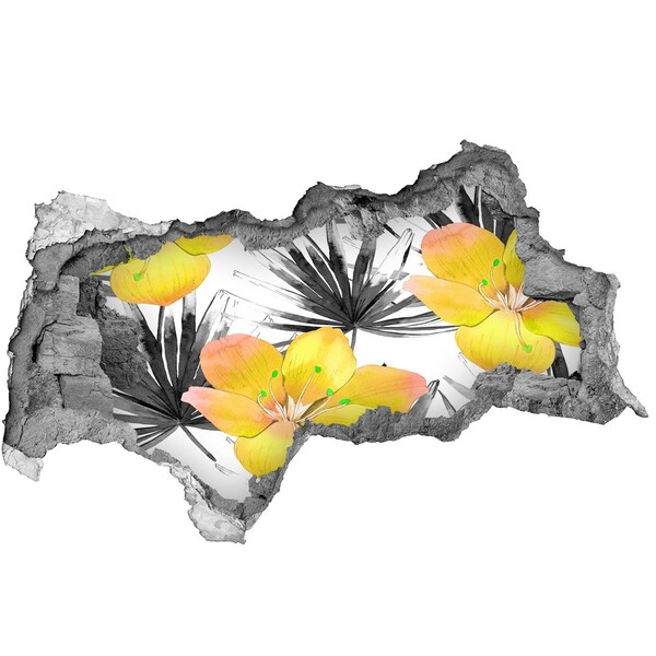 Hole in the wall sticker Tropical flowers