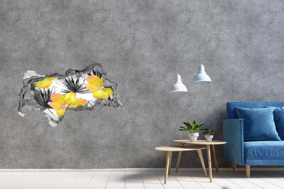 Hole in the wall sticker Tropical flowers