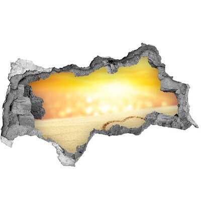 Hole wall sticker Golden beach with a heart