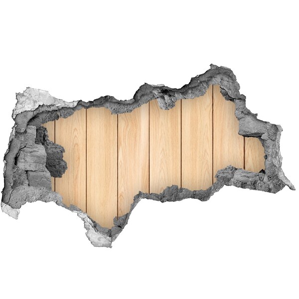 Hole in the wall decal A damaged wall with a wooden floor