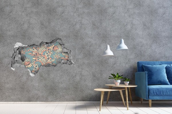 Hole in the wall sticker Ethnic flowers