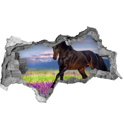 Hole wall sticker A horse against a flowery field