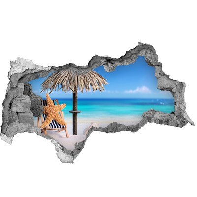 Hole in the wall decal Caribbean beach with shells