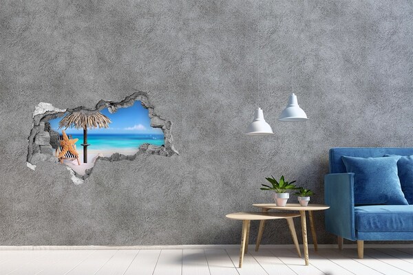 Hole in the wall decal Caribbean beach with shells