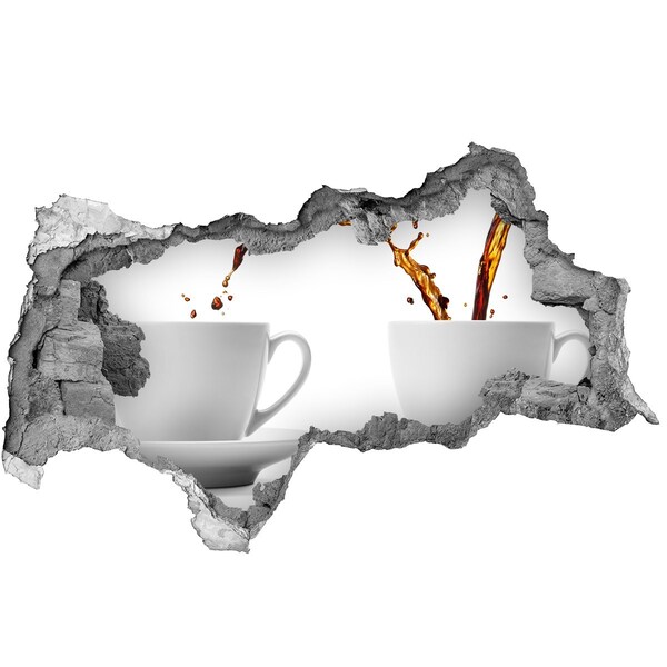 Hole wall sticker Pouring coffee