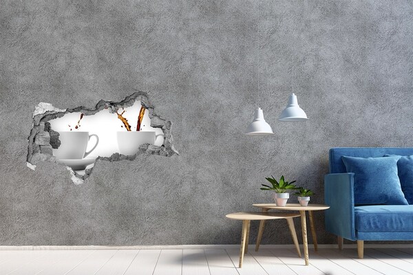 Hole wall sticker Pouring coffee