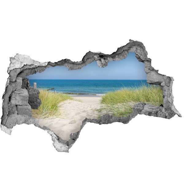 Hole wall sticker View of the beach