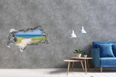 Hole wall sticker View of the beach