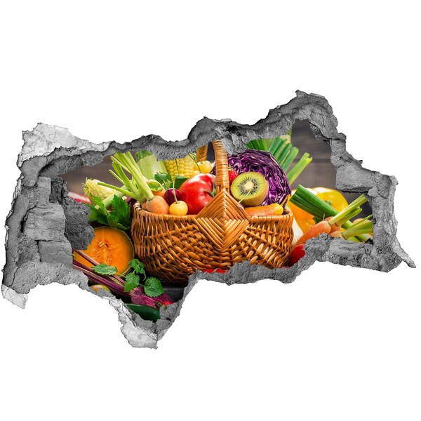 Hole in the wall sticker A basket full of fresh fruit and vegetables