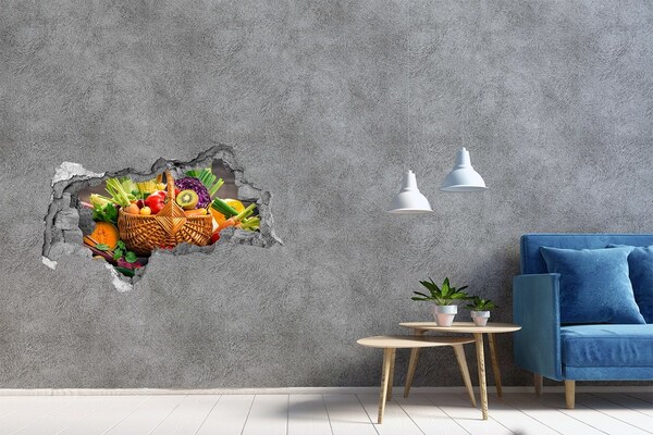 Hole in the wall sticker A basket full of fresh fruit and vegetables