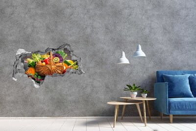 Hole in the wall sticker A basket full of fresh fruit and vegetables