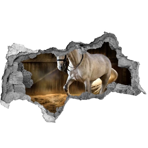 Hole wall sticker A horse in the stable