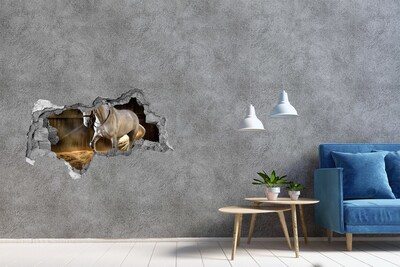 Hole wall sticker White horse in the stable