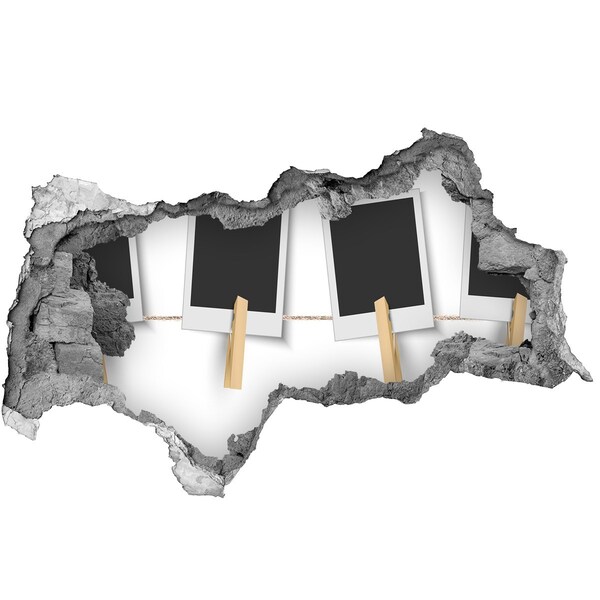 Hole in the wall sticker A damaged wall with picture frames