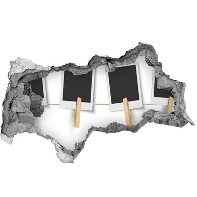 Hole in the wall sticker A damaged wall with picture frames