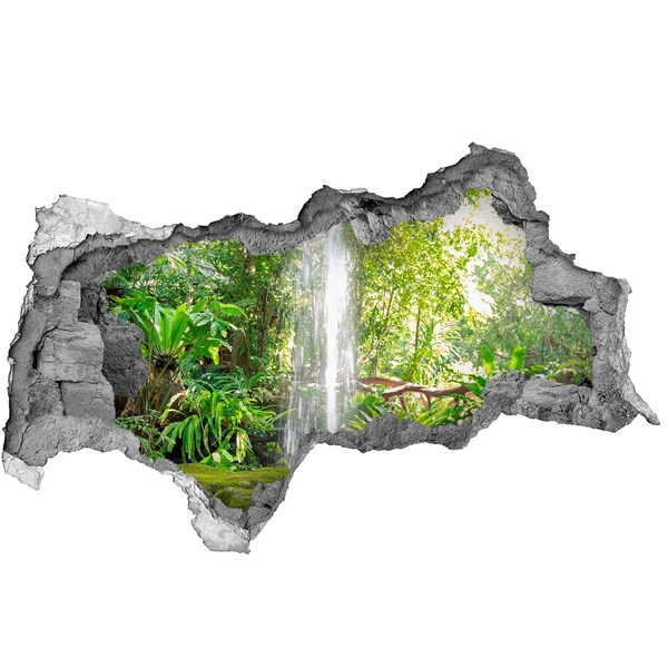 Hole wall sticker Tropical waterfall in the jungle