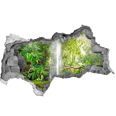 Hole wall sticker Tropical waterfall in the jungle