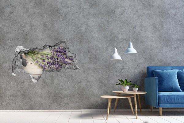 Hole wall sticker Lavender field behind the wall