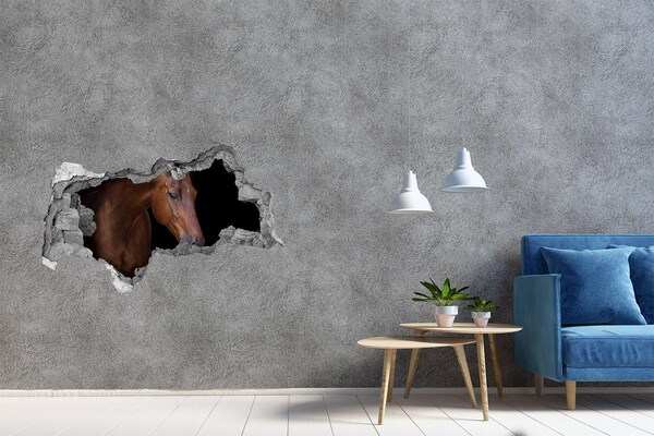 Hole wall sticker Brown horse