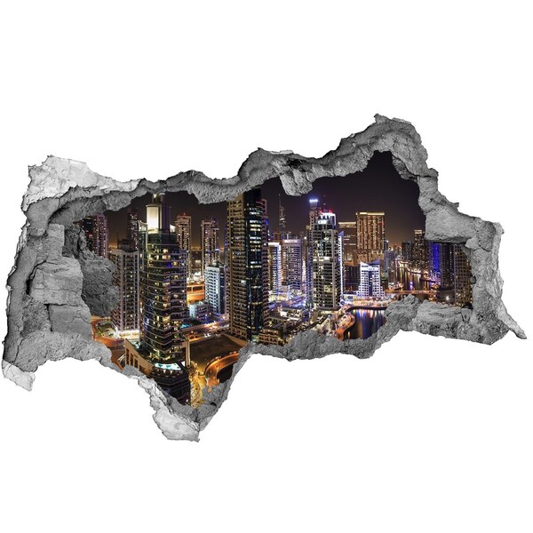 Hole in the wall sticker Dubai night panorama