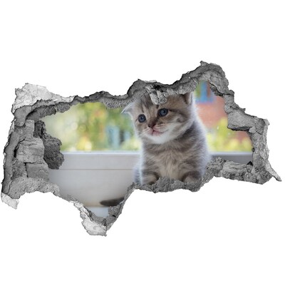 Hole wall sticker Little Cat by the window