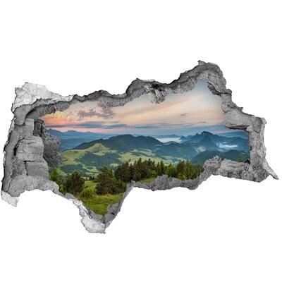 Hole in the wall sticker Mountain landscape at sunrise