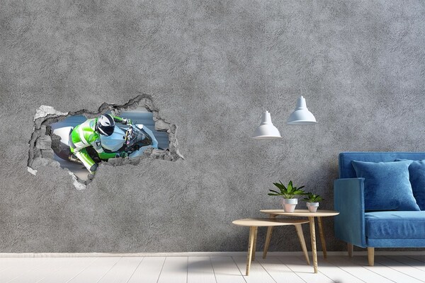 Hole in the wall sticker Motorcycle race