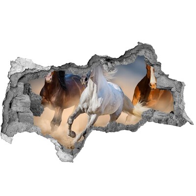 Hole wall sticker Wild gallop of horses