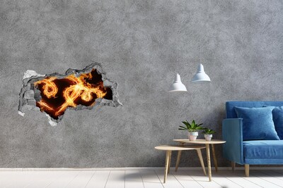 Hole in the wall sticker Fiery hearts