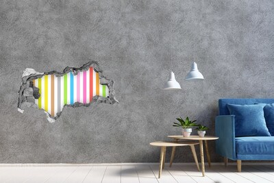 Hole in the wall sticker Colorful stripes