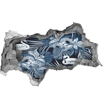 Hole wall sticker Tropical paradise with flamingos