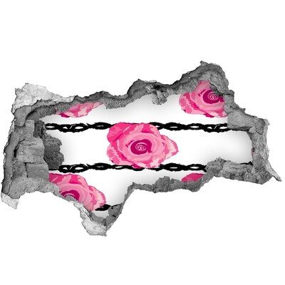 Hole in the wall sticker brick roses