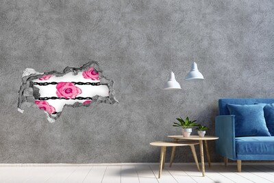 Hole in the wall sticker brick roses