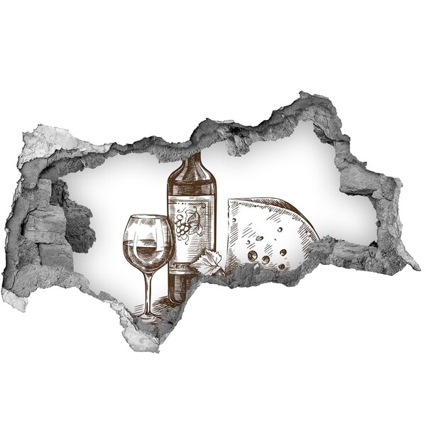 Hole wall sticker Wine and snacks