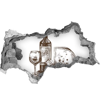 Hole wall sticker Wine and snacks