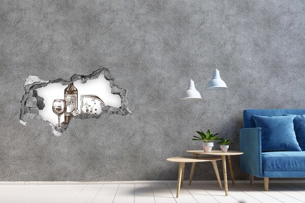 Hole wall sticker Wine and snacks