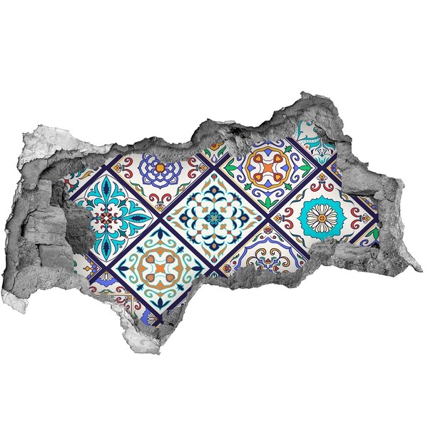 Hole in the wall decal Colorful pattern on tiles