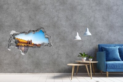 Hole in the wall decal Krakow at sunset