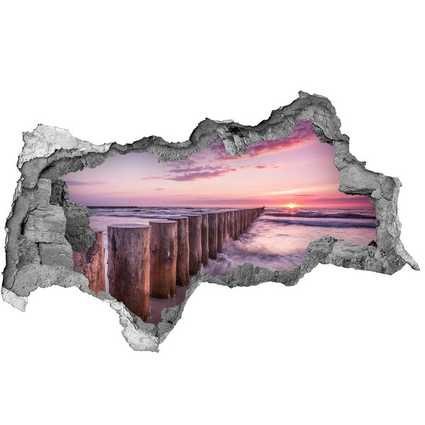 Hole in the wall sticker Wooden breakwater