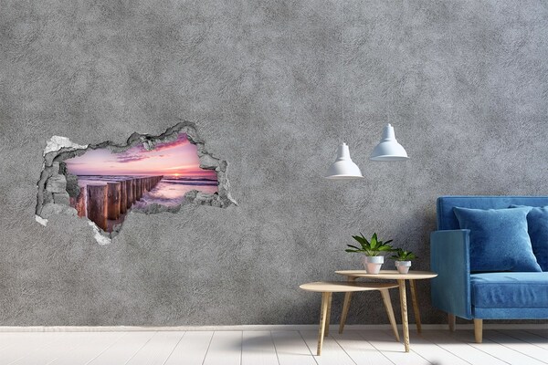Hole in the wall sticker Sunset over the sea