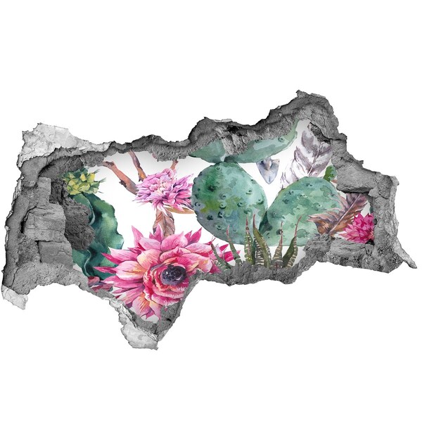 Hole wall sticker A floral oasis behind the wall