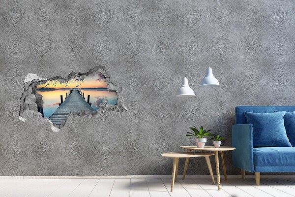 Hole in the wall sticker Sunset over the lake