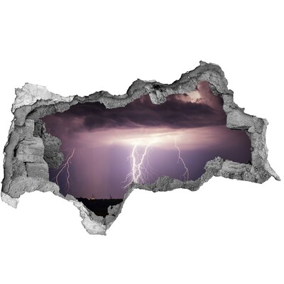 Hole wall sticker Stormy sky with lightning