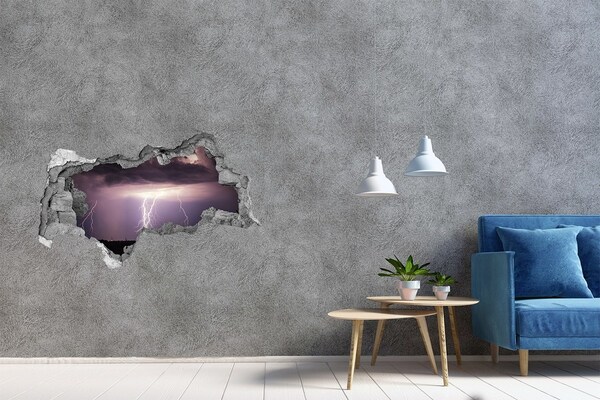 Hole wall sticker Thunderstorm