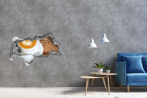 Hole wall sticker Coffee in a cup