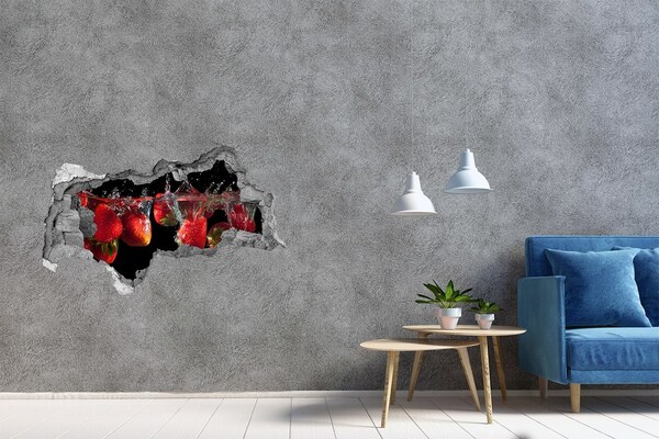 Hole in the wall sticker Strawberries under water