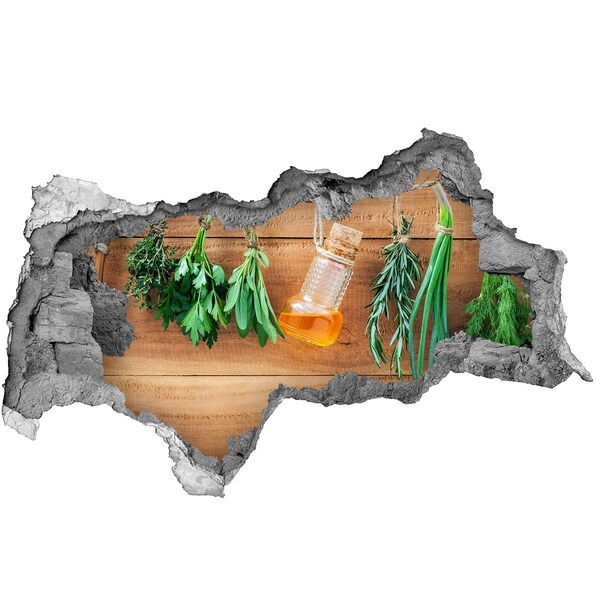 Hole in the wall sticker Herbal oil in a rustic setting