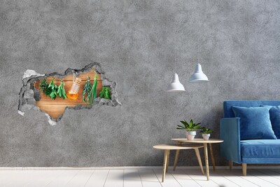 Hole in the wall sticker Herbs on a string