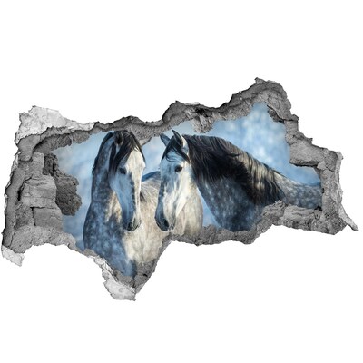 Hole wall sticker Horses in virtual space