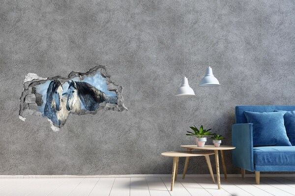 Hole wall sticker Horses in virtual space